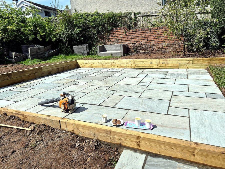 Finished Indian sandstone patio