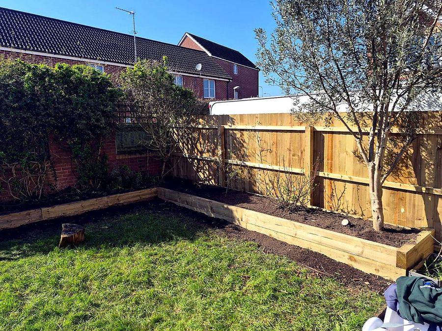Sleeper-built raised garden bed