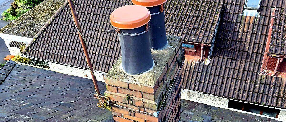 Chimney repointing, finished roof detail